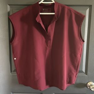 Figs Rafaela Oversized Scrub Top Burgundy